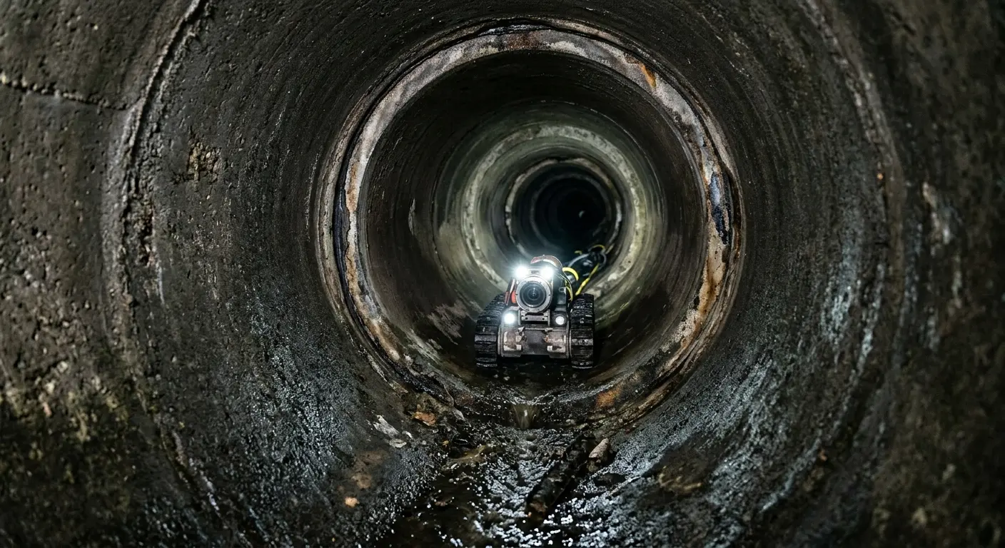 Robotic sewer camera inspecting pipe interior for Drain Snake Service in Henderson